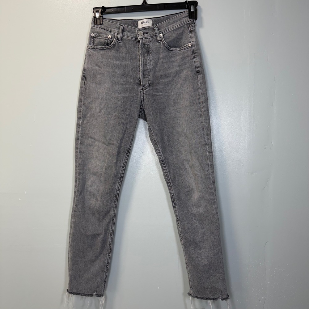AGOLDE Nico High‎ Rise Slim Fit Grey Jeans Raw Hem A093-1138 Size 26